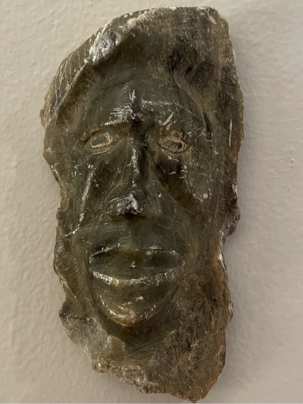 Signed Ona Tago 533 Inuit Art Eskimo Soapstone Carving Shaman Face 1950s
